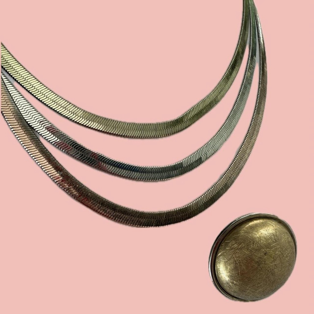 🧡 2 for 10$ Mix metal duo ring and necklace silver gold
